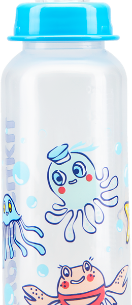 Бутылочка для кормления КУРНОСИКИ 250мл, с силиконовой молочной соской, с 0 месяцев, Арт. 11004 (Россия)