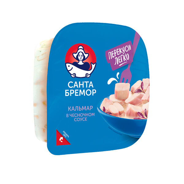 Салат из кальмаров вареных в чесночном соусе 150г Санта Бремор