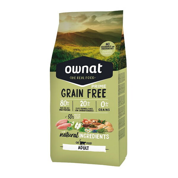 Сухой корм Ownat Grain Free Prime для взрослых кошек с курицей и индейкой