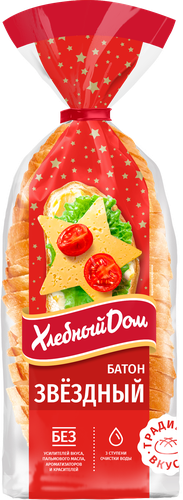 

Батон Хлебный дом Звездный нарезанный 350 г