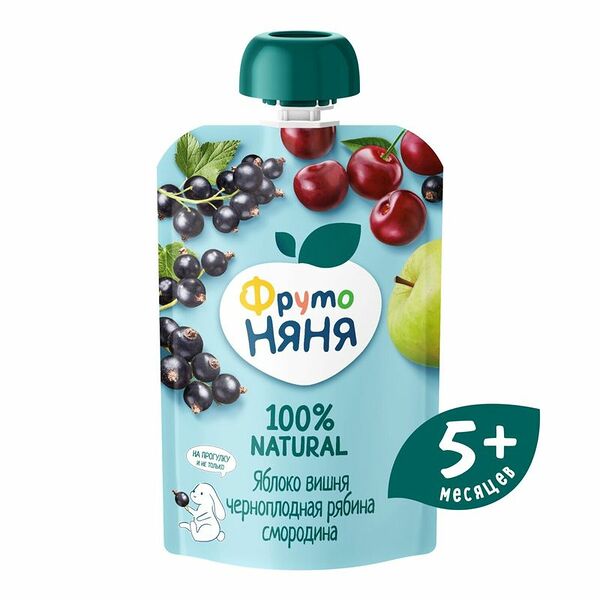 Десерт ФрутоНяня яблоко-вишня-рябина-смородина с 5 месяцев, 90г