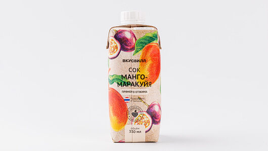 Сок манго-маракуйя прямого отжима, 330 мл