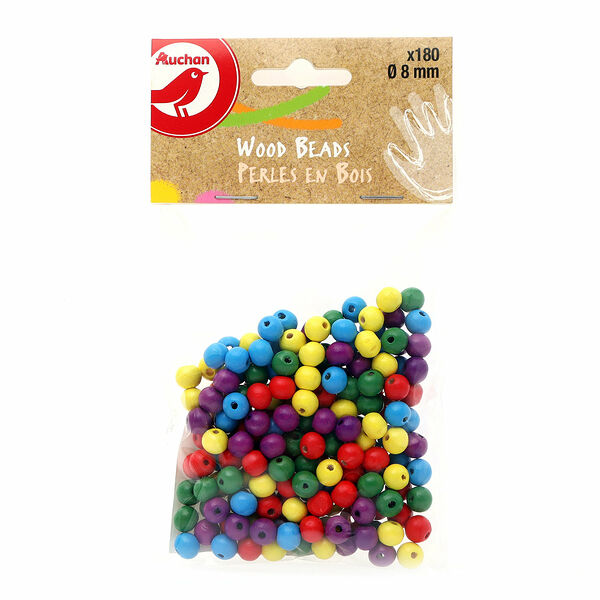 Бусины деревянные АШАН Красная птица разноцветные, 8 мм