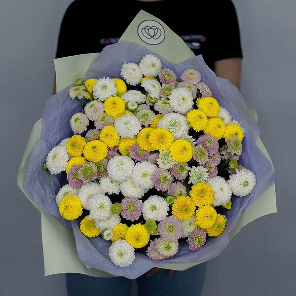 Букет из 21 кустовой хризантемы микс