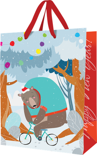 

Пакет подарочный MESHU Snowy Bear, новогодний, 18х23х10см