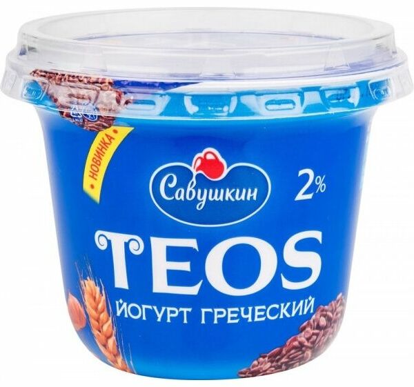 Йогурт греческий Teos Злаки-клетчатка льна 2%