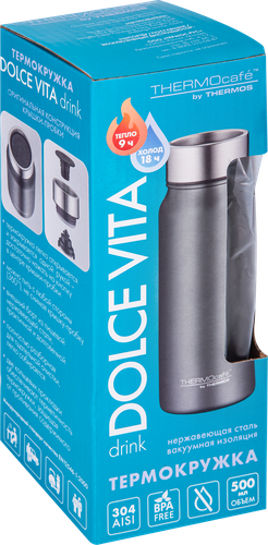 

Термокружка THERMOCAFE BY THERMOS Dolce Vita-500 Drink ТМ 500мл, нержавеющая сталь, Арт. 563026