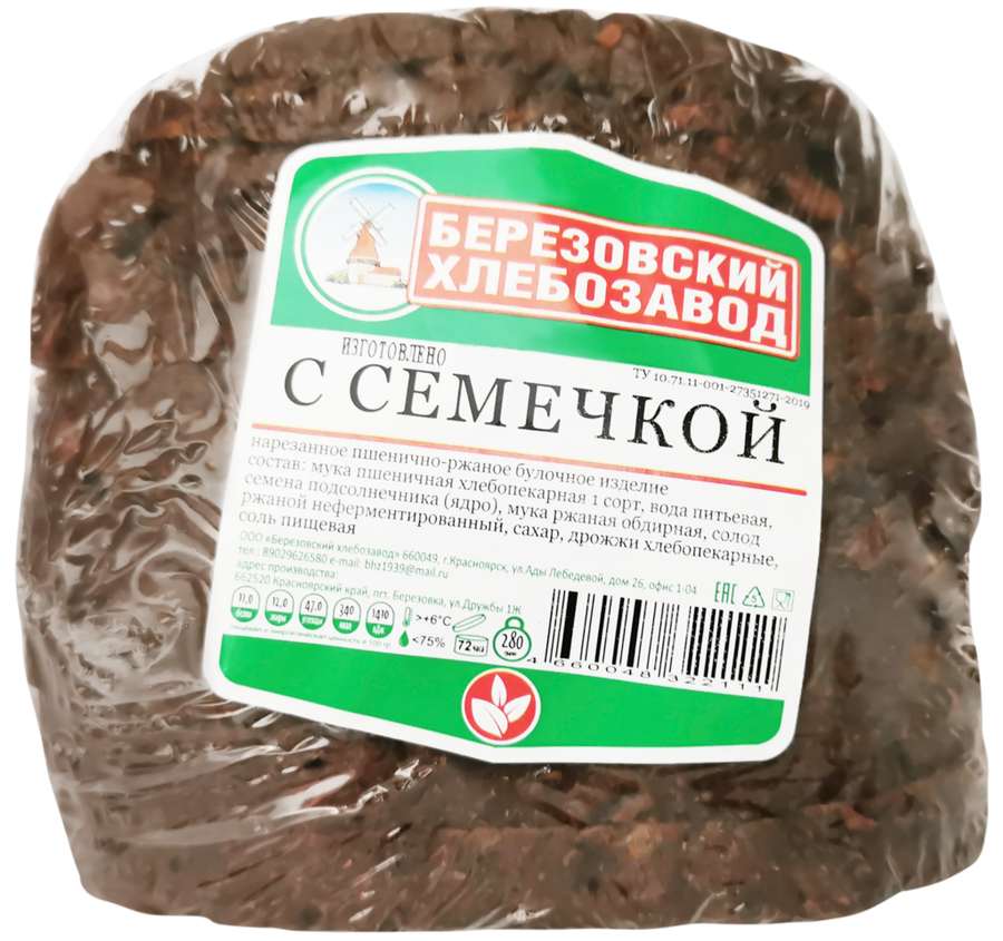 

Изделие пшенично-ржаное Березовский Хлебозавод с семечкой, в нарезке 280 г