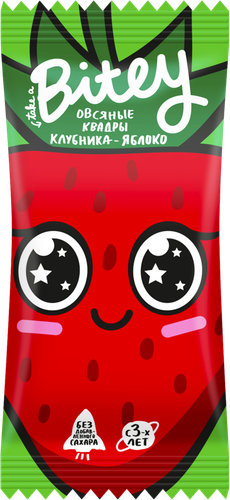 

Батончик овсяно-фруктовый Take a Bitey Квадры Яблоко-Клубника 30 г