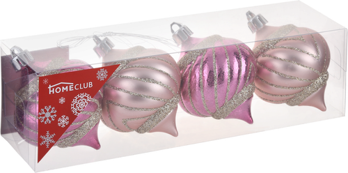 

Набор елочных украшений HOMECLUB Рельефные, с орнаментом, розовый/кремовый
