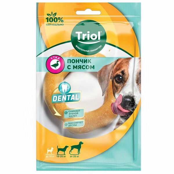 Triol Пончик жевательный Dental с мясом утки 10см 65-75 г