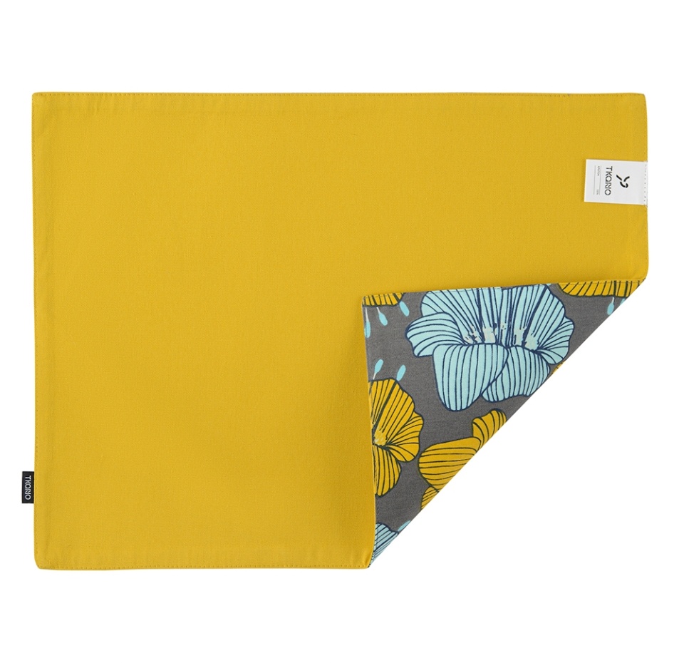 

Салфетка двухсторонняя Tkano Prairie под приборы из хлопка с принтом Цветы серый 35 х 4 см