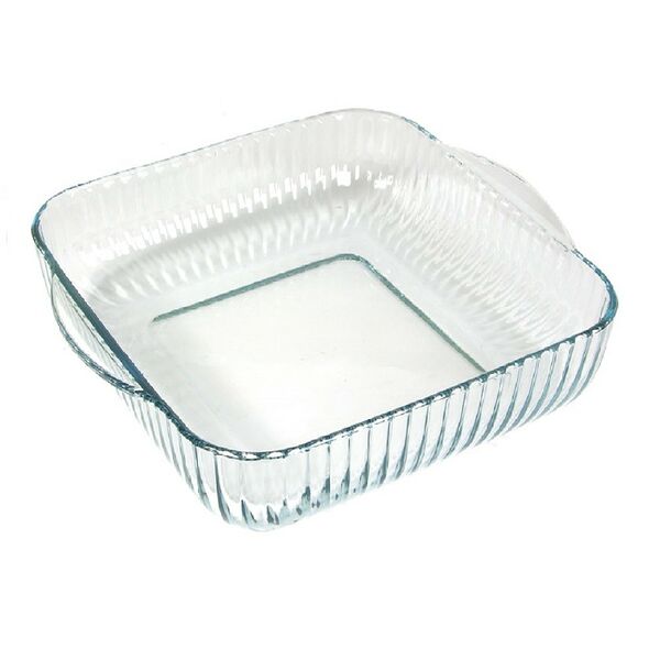 Форма квадратная рифленая Borcam, 1950 мл, жаростойкое стекло