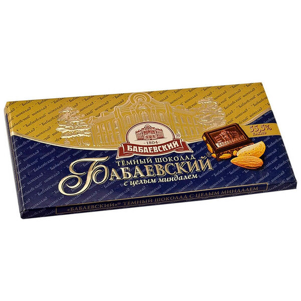 Шоколад Бабаевский 200г 55% горький с целым миндалем