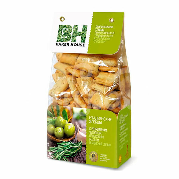 Хлебцы Итальянск Бейкер Хаус 250гр Розмарин Чеснок Оливковое масло