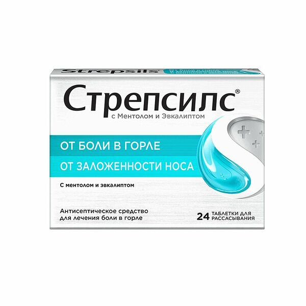 Стрепсилс таблетки для рассасывания ментол и эвкалипт 24 шт