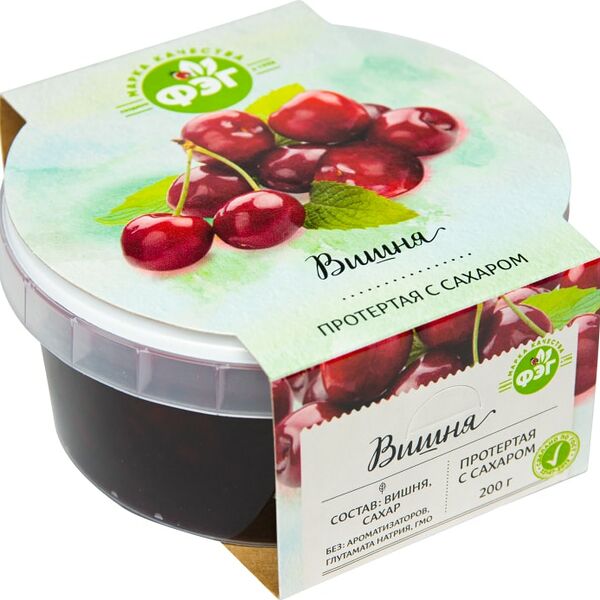 Вишня ФЭГ протертая с сахаром 200г