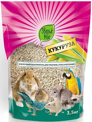 Кукурузный наполнитель Зверье мое для грызунов, птиц и рептилий 3,5 кг