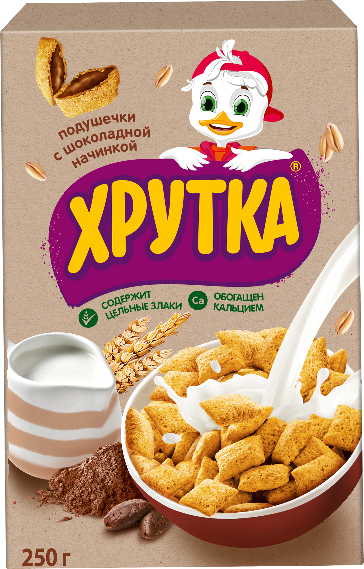 

Мультизлаковые подушечки Хрутка с шоколадной начинкой обогащенные кальцием