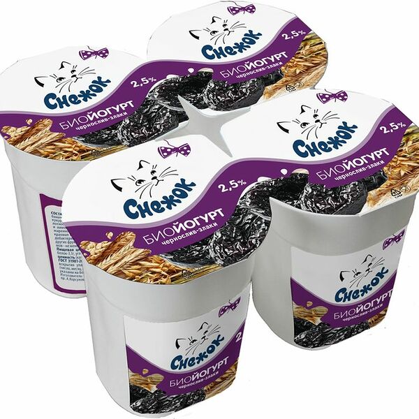 Биойогурт Снежок злаки-чернослив, 2.5% 1 шт