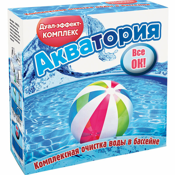 Средство для бассейна Акватория Дуал-эффект-Комплекс 2 компонента 500 мл+1 кг