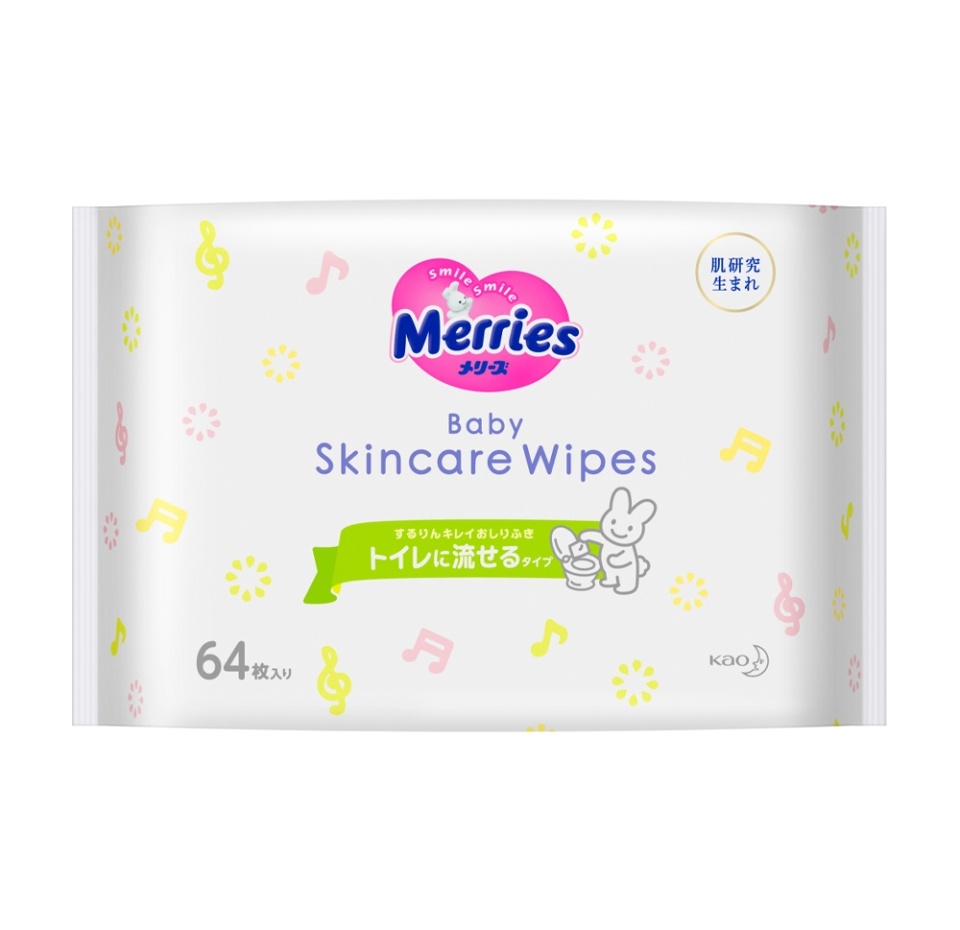 

Влажные салфетки Merries Flushable для детей запасной блок 64 шт