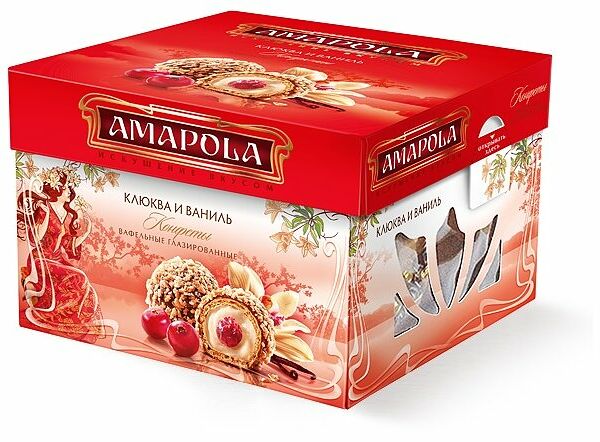 AMAPOLA Конфеты вафельные с клюквой и ванильным вкусом