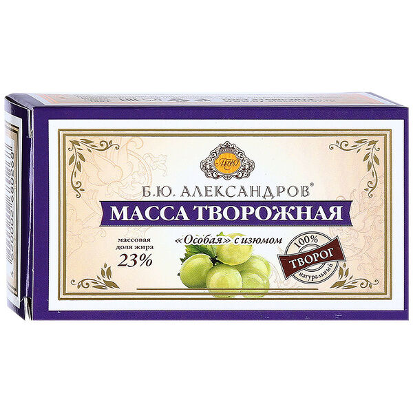 Творожная масса Особая Б.Ю. Александров с изюмом 23%