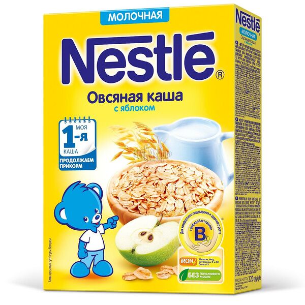 Каша детская Nestle молочная овсяная с яблоком, с 5 месяцев