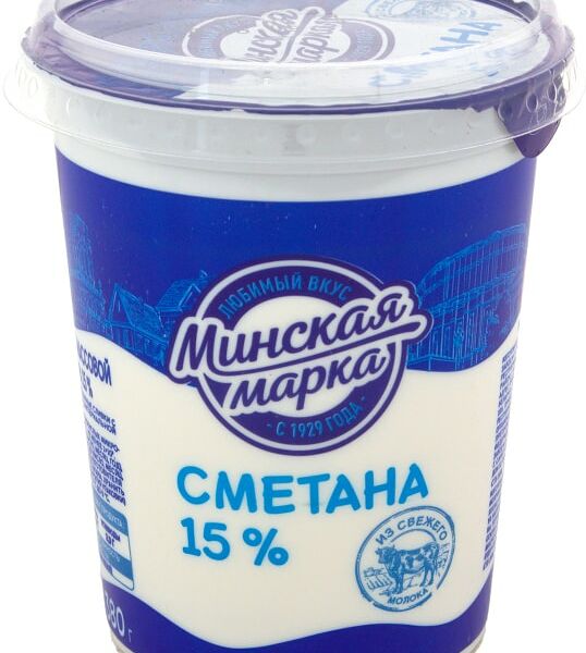 Сметана Минская марка 15% 380г