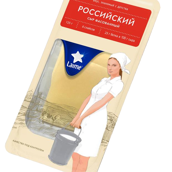 Сыр Laime Российский 50% полутвердый нарезка, 125г