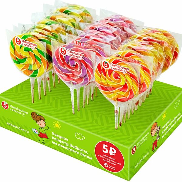 Карамель Конфета Доброты леденцовая на палочке 1 шт. 30 г в ассортименте