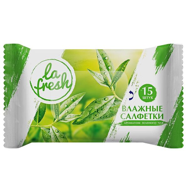 Салфетки влажные La fresh с ароматом зеленого чая, 15 шт