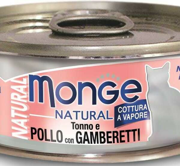 Monge Cat Natural консервы для кошек (кусочки) Курица и креветки