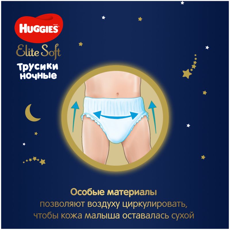 

Подгузники-трусики ночные Huggies Elite Soft размер 6 (15-25 кг) 16 шт