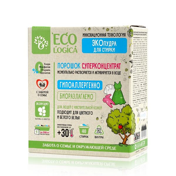Стиральный порошок - суперконцентрат для детского белья Ecologica гипоаллергенный 1кг