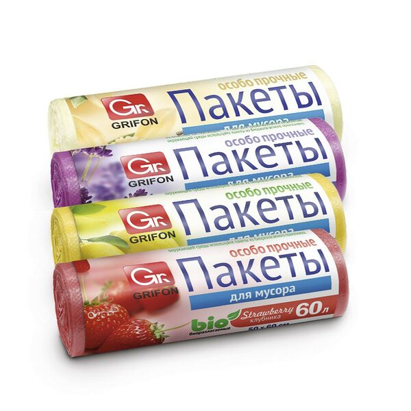 Пакеты для мусора Grifon, 60 л, 20 шт, в ассортименте
