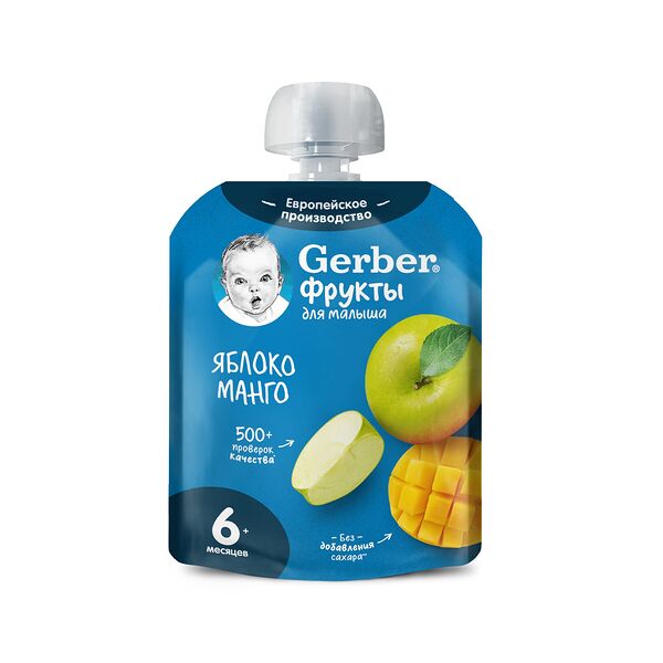 Фруктовое пюре GERBER Яблоко Манго пауч, 90 г