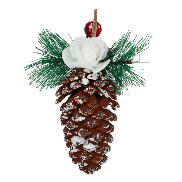 Сноу бум шишка с декором, пластик, 7x14 см