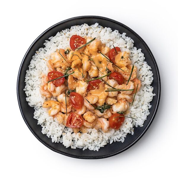 Креветки белоногие в соусе Том Ям на рисе TASTE OF, Уже Готово