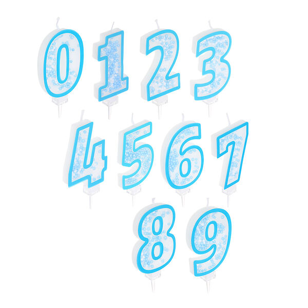 Fntastic свеча для торта - цифра, с декором, 7,5 см, цвет голубой, парафин, пластик, (0-9)