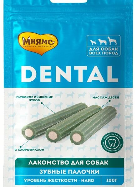 Лакомство для собак Мнямс Dental Зубные палочки с хлорофиллом Hard 100г