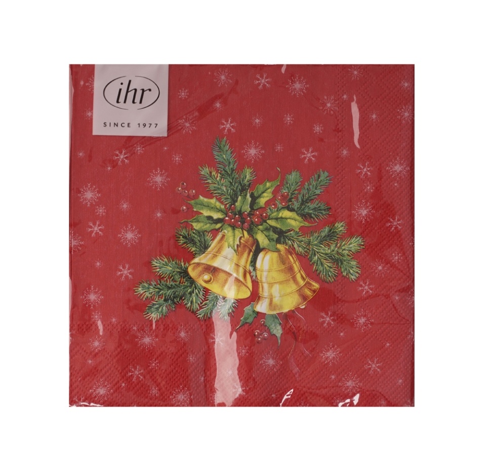

Салфетки бумажные Festive christmas bells red Ihr 1 шт Германия