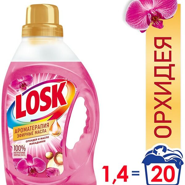 Гель для стирки Losk Ароматерапия с ароматом орхидеи и масла макадамии 20 стирок 1.4л