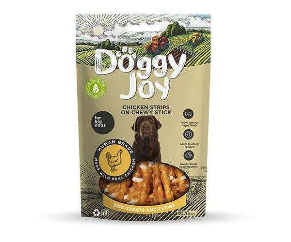 Лакомство для собак DOGGY JOY 50850 для крупных пород Куриные полоски на жевательной палочке 90г
