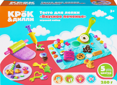 

Тесто для лепки Крок&Дилли Вкусное печенье с аксессуарами, 16 предметов