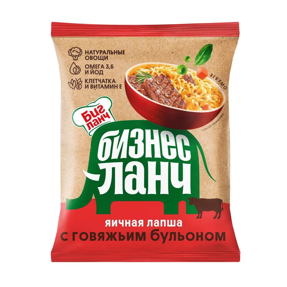 

Лапша яичная Бизнес Ланч с говяжьим бульоном 60 г