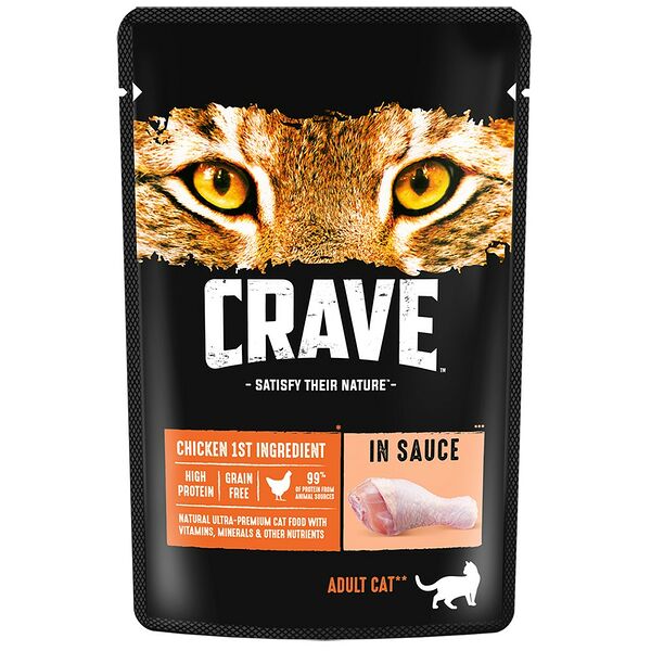 Корм для взрослых кошек CRAVE Курица в соусе пауч