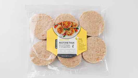 Котлетки из курицы и индейки ВкусВилл, замороженные