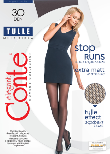 

Колготки женские CONTE Tulle, 30 den nero 2, Арт. 17С-105СП